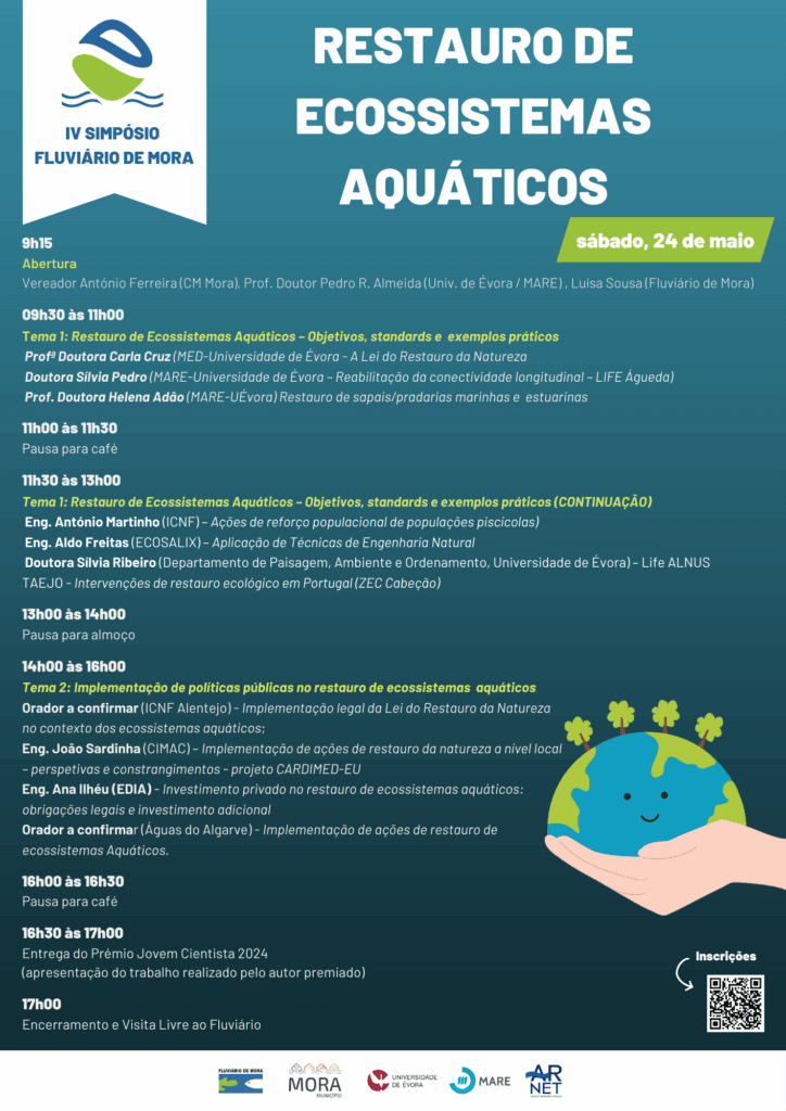 Inscrições para o IV Simpósio Fluviário de Mora quase a terminar IV simposio maio cartaz final